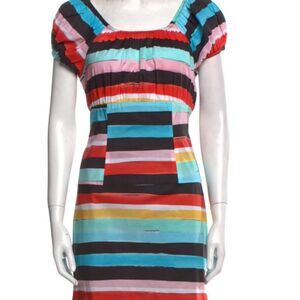 NWT Caroline Costas Calla Mini colorful cotton bodycon dress - Size L